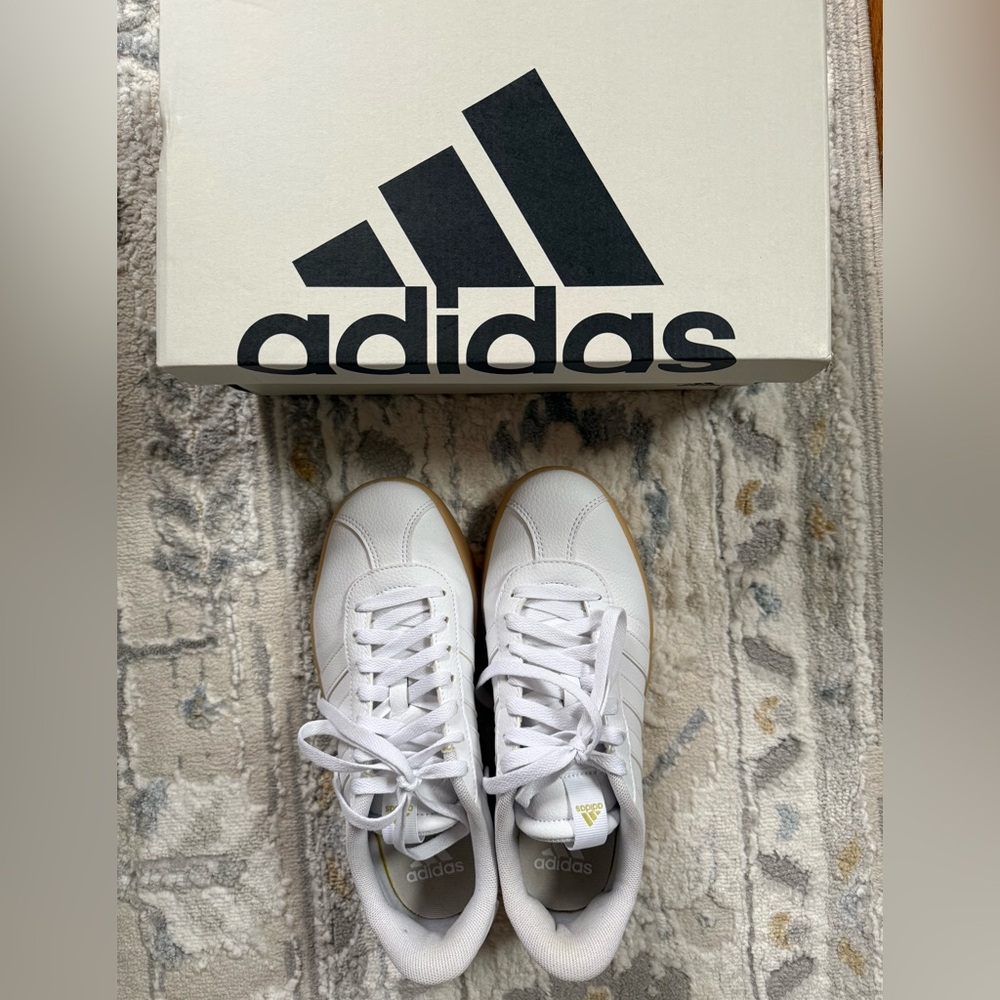 Adidas VL Court 3.0 White and Tan Sneakers